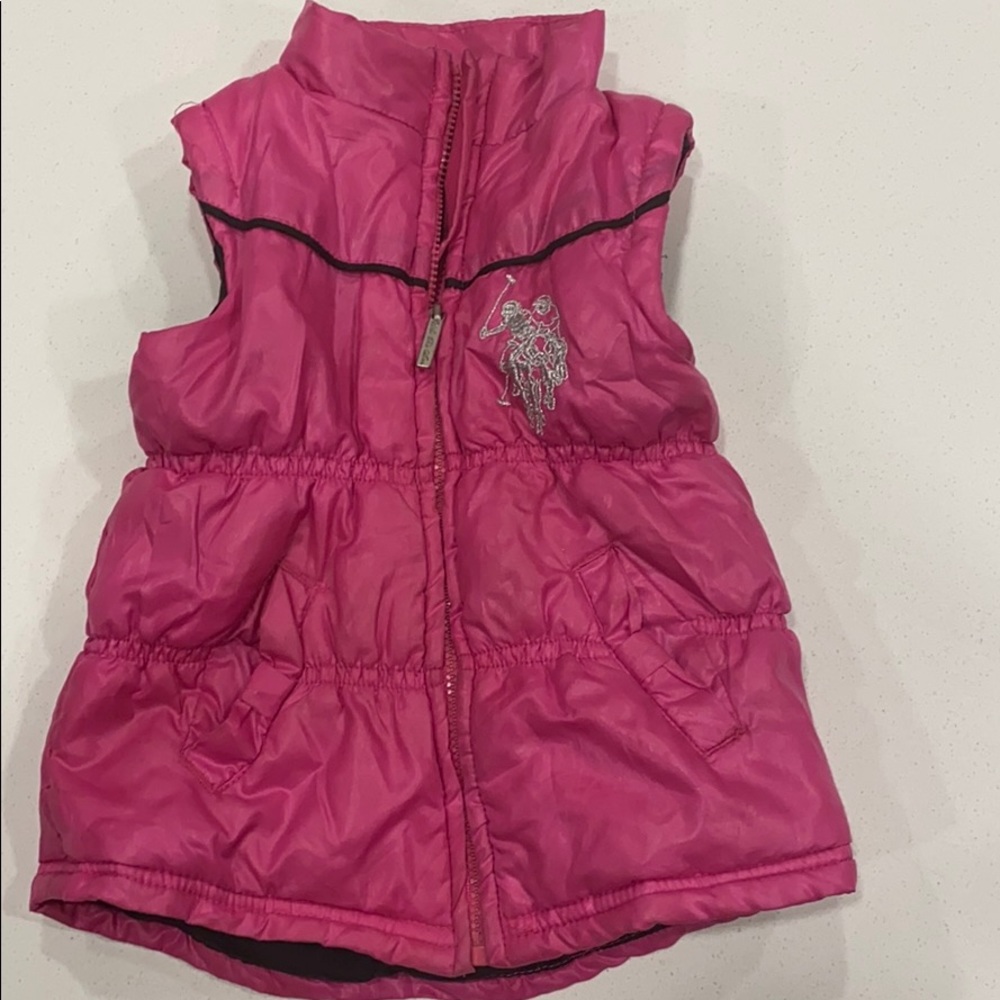 US Polo Assn 18m Pink Puff Vest with Zipper